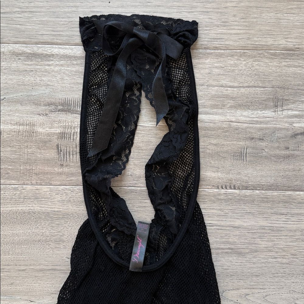 DREAMGIRL Black Lace Mesh Bodysuit